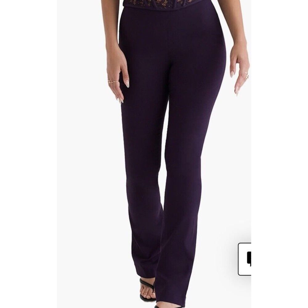 House Of CB Women's Laurel Deep Purple High Waisted Trousers Size L NWT